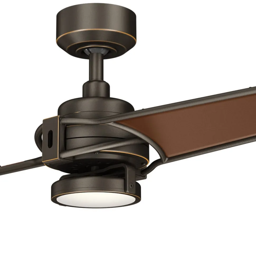 Xety LED-loftventilator, olieret bronze, børstet