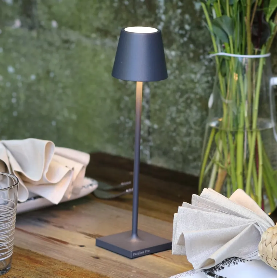 Zafferano Poldina micro akku-lampe, IP65 mørkegrå