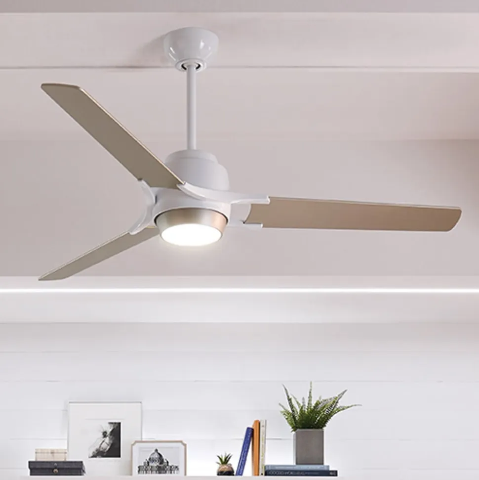 Zeus LED-loftventilator, med tre vinger, hvid-sølv