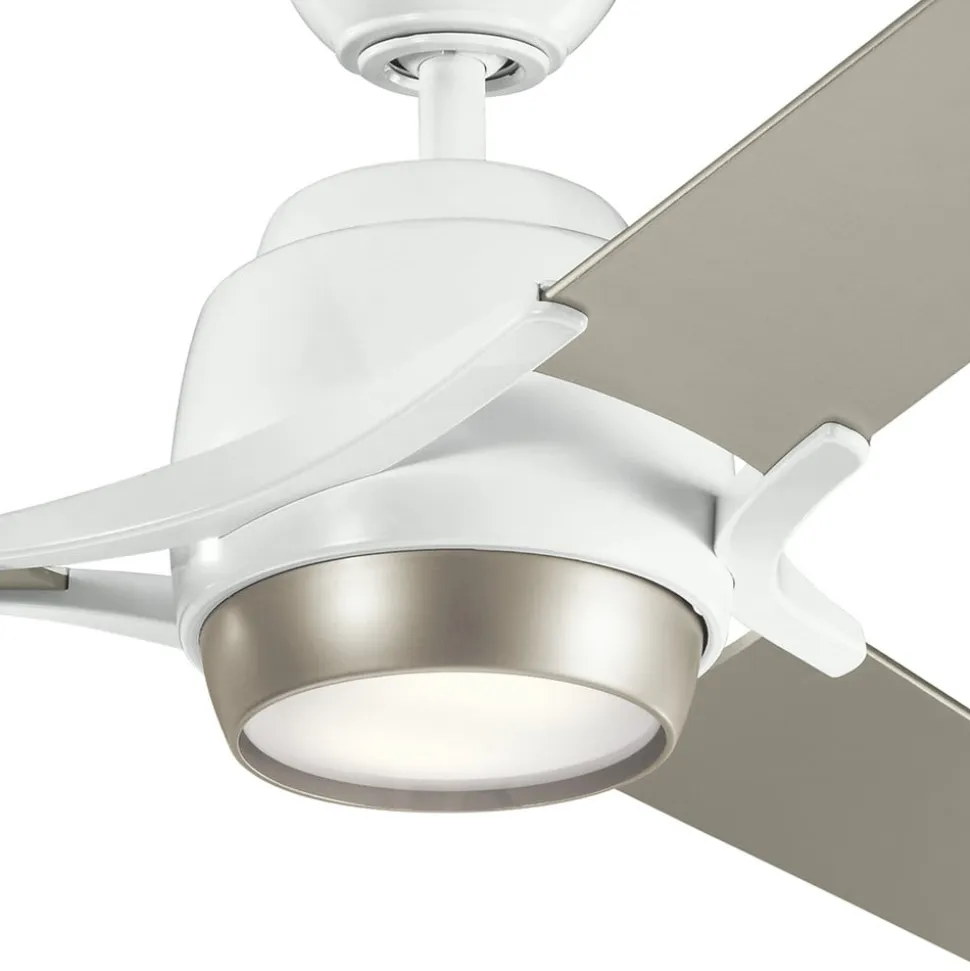 Zeus LED-loftventilator, med tre vinger, hvid-sølv