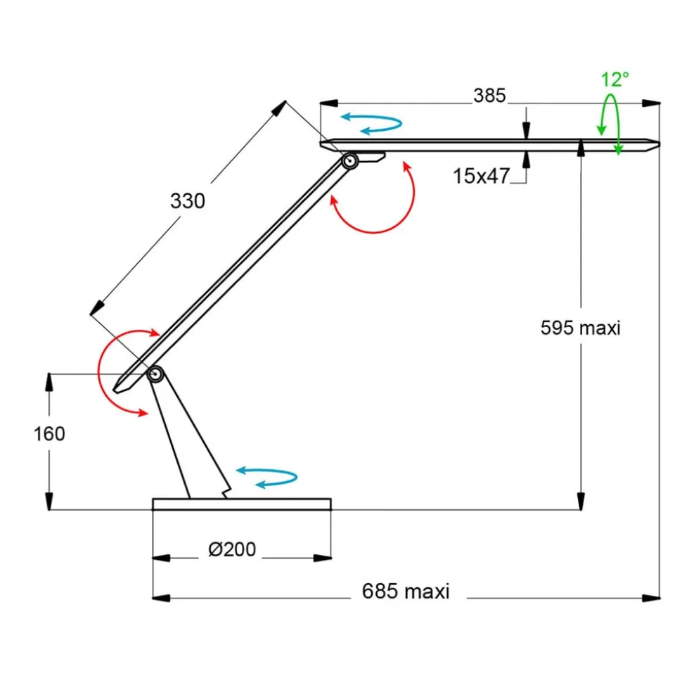 Zig LED-skrivebordslampe med betjeningspanel, sort