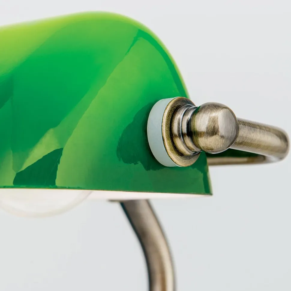 Zora - bank bordlampe med grøn glasskærm